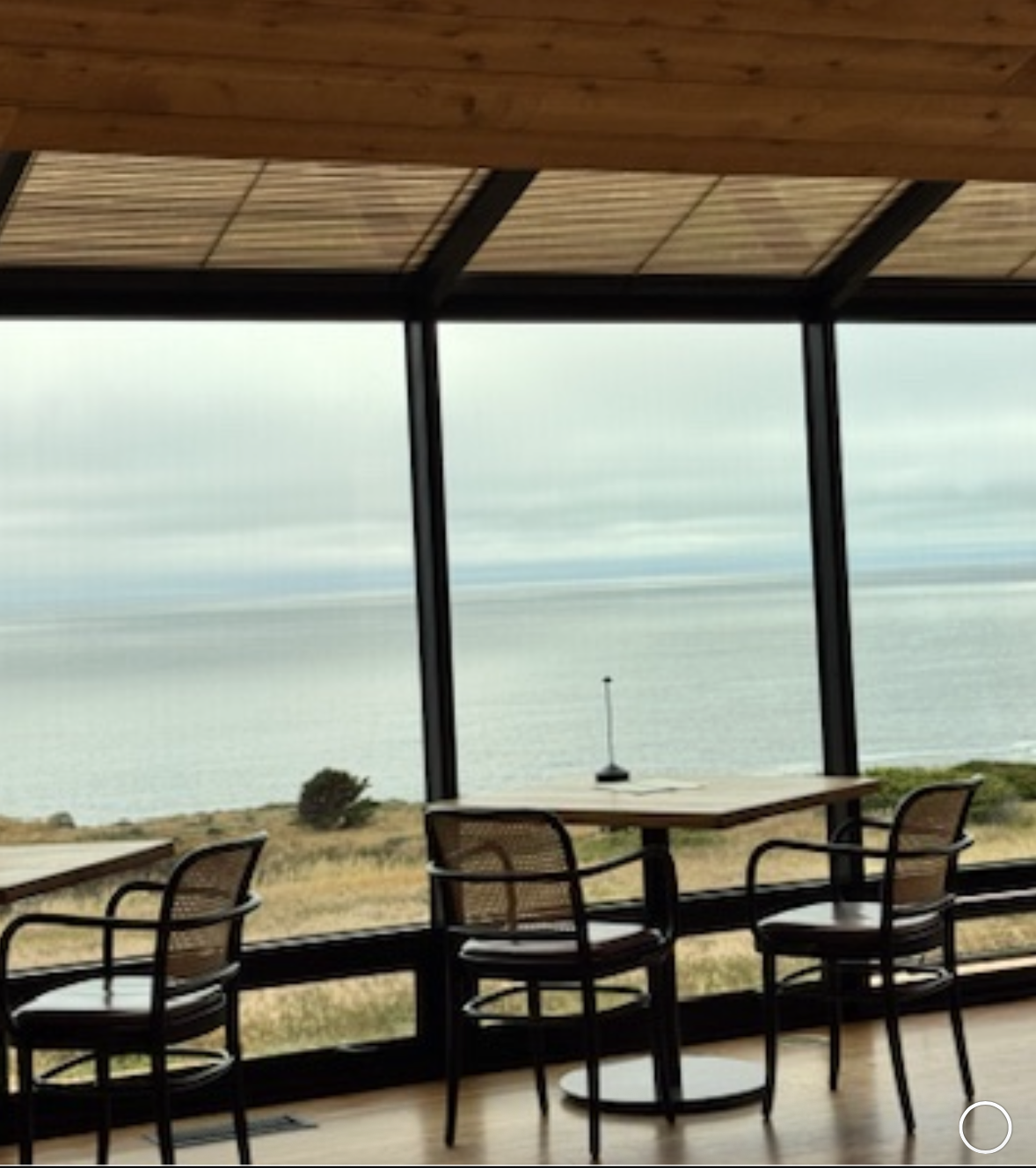 The glass-walled room at The Sea Ranch Lodge, looking out over the ocean